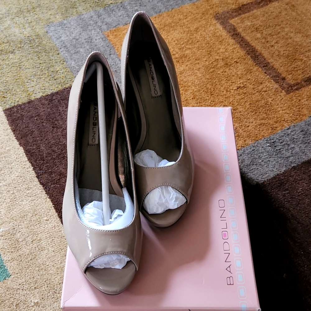 3" beige leather heel